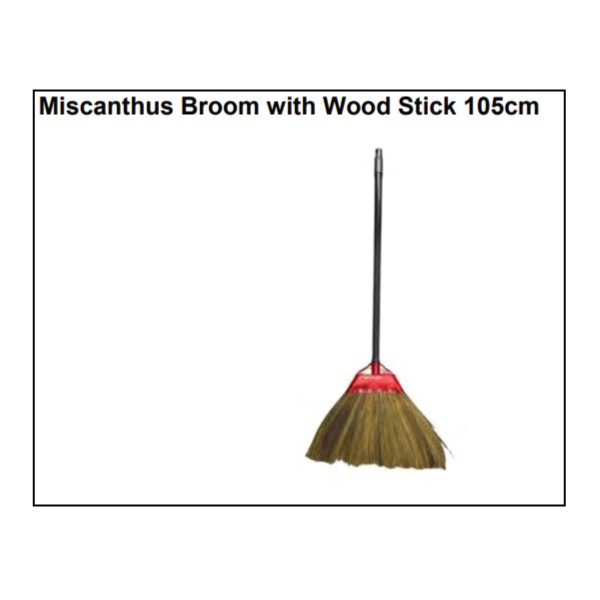 Miscanthus Broom with Wood Stick 105cm