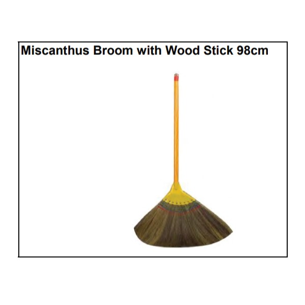 Miscanthus Broom with Wood Stick 98cm