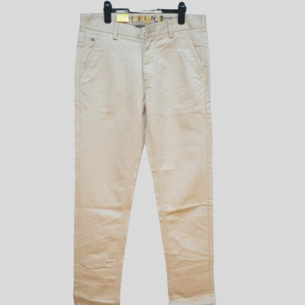 MEN GABARDINE SOLID ZIPPER PLY PANTS